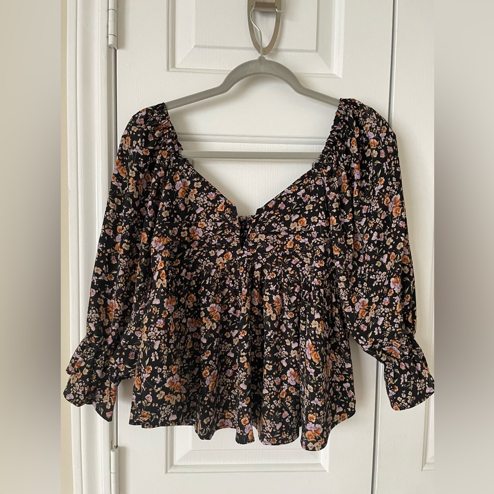 Entro Print Peasant Top